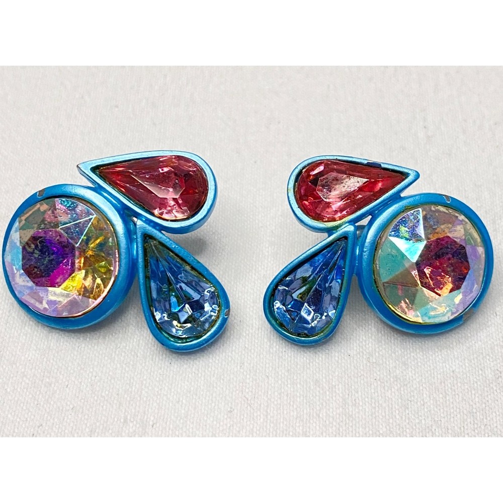 💎Aurora Borealis Geometric Stone Earrings Multicolor Multishape Blue Metal Frame